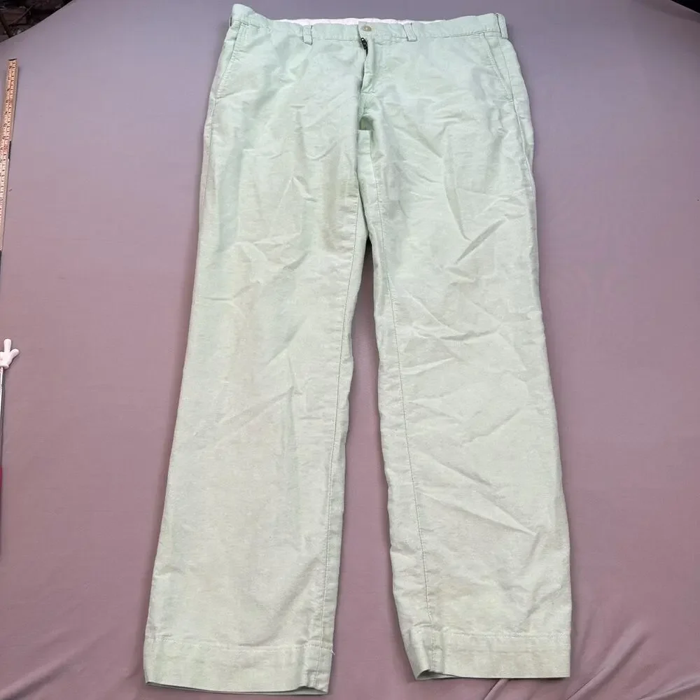 Polo Ralph Lauren Pants Mens 35x30 Green Slim Fit Casual Chino Cotton Stain Wear